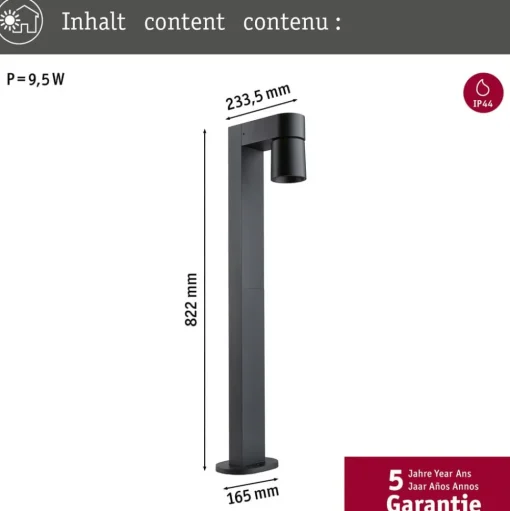 Paulmann LED tuinpadverlichting Kimu 1, antraciet, 2.200 K