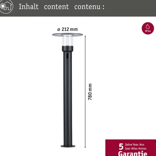 Paulmann LED tuinpadverlichting Sienna, aluminium, sensor