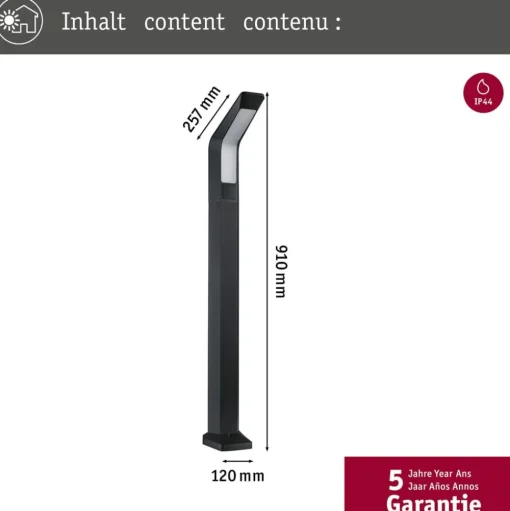 Paulmann LED tuinpadverlichting Merano, sensor, aluminium, antraciet