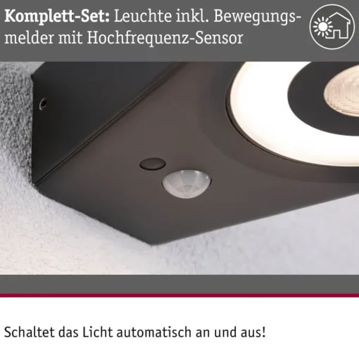 Paulmann LED wandlamp Silma antraciet 1-lamp IP44