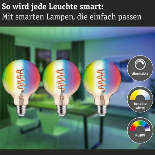 Paulmann LED-Globe G95 ZigBee E27 6,3W RGBW 3er