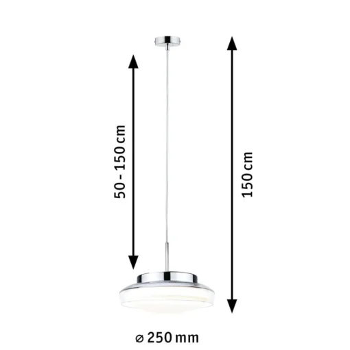 Paulmann Luena LED hanglamp IP44 chroom Ø25cm
