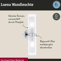 Paulmann Luena wandlamp IP44 chroom E14 2-lamps