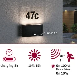 Paulmann Neda solar-LED huisnummer lamp sensor