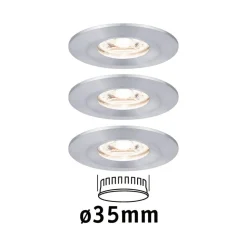 Paulmann Nova mini inbouwspot set per 3 IP44 alu