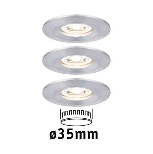Paulmann Nova mini inbouwspot set per 3 IP44 alu