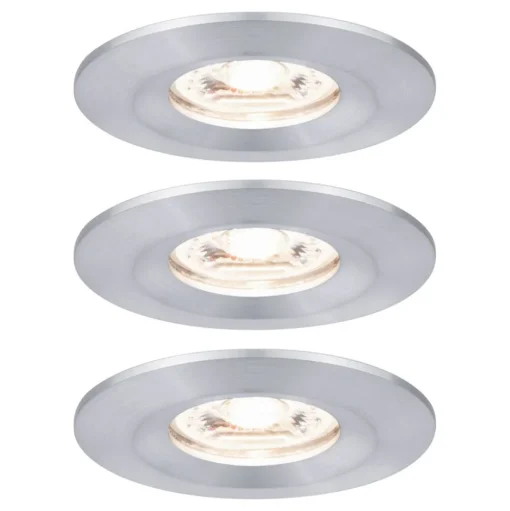 Paulmann Nova mini inbouwspot set per 3 IP44 alu