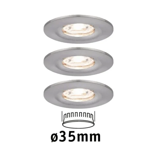 Paulmann Nova mini inbouwspot set per 3 IP44 ijzer