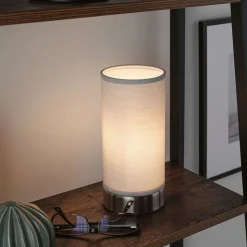 Paulmann Pia tafellamp van stof, lichtgrijs