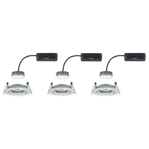 Paulmann 3-set Slim Coin, kantelbaar, dimbaar, alu