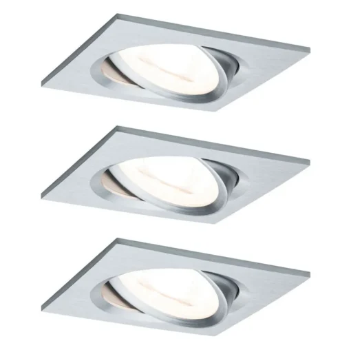 Paulmann 3-set spot Nova Coin vierk., dimbaar, alu