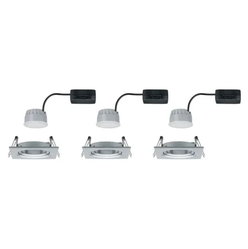 Paulmann 3-set spot Nova Coin vierk., dimbaar, alu