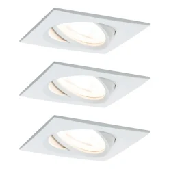 Paulmann 3-set spot Nova Coin vierk., dimbaar, wit