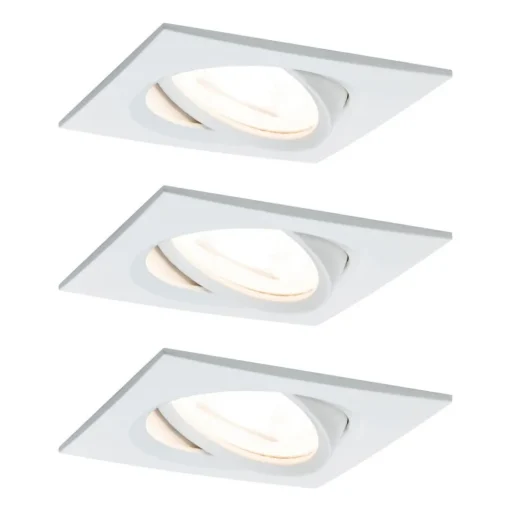 Paulmann 3-set spot Nova Coin vierk., dimbaar, wit