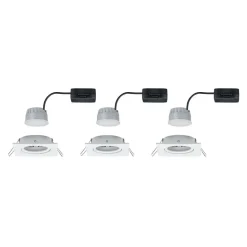 Paulmann 3-set spot Nova Coin vierk., dimbaar, wit