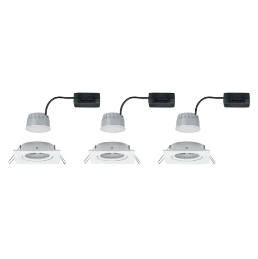 Paulmann 3-set spot Nova Coin vierk., dimbaar, wit