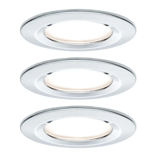 Paulmann 3-set spot Nova rond, IP44, dimb., chroom