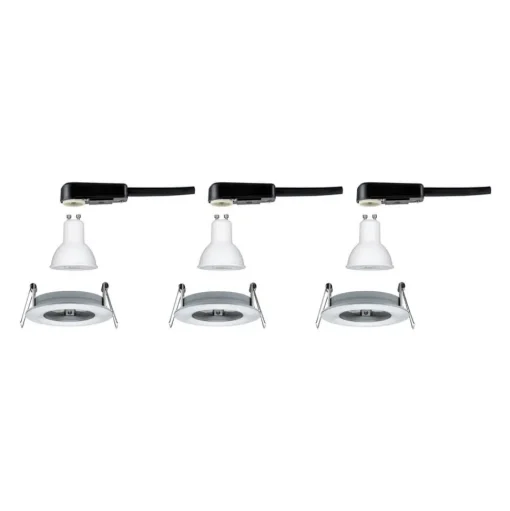 Paulmann 3-set spot Nova rond, IP44, dimb., alu
