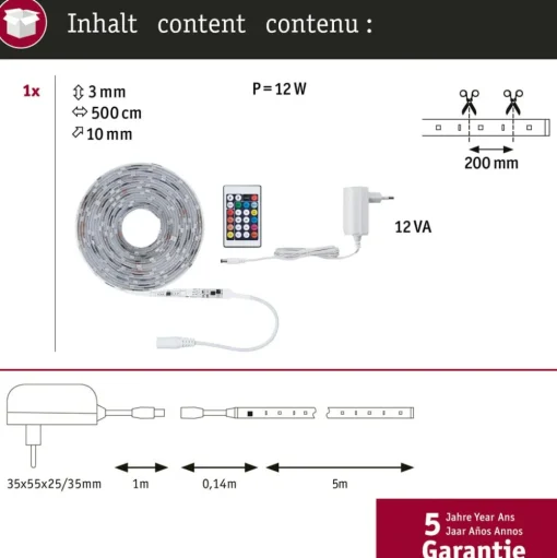 Paulmann SimpLED Motion LED strip set, 5m afstandsbediening RGB