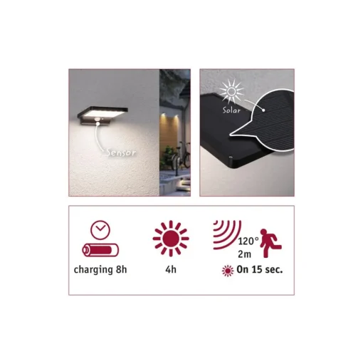 Paulmann Solveig LED solarwandlamp met sensor