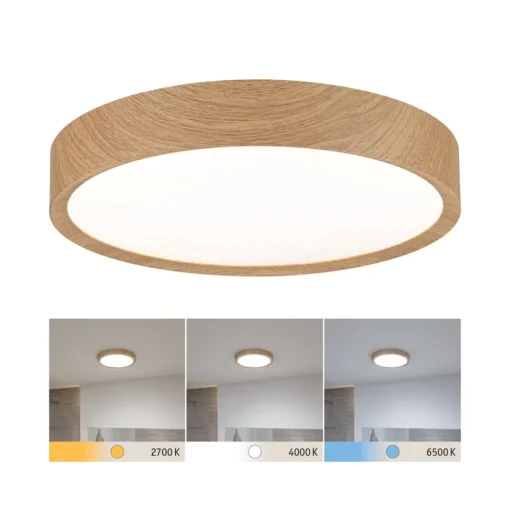 Paulmann Tega LED plafondlamp IP44 CCT hout