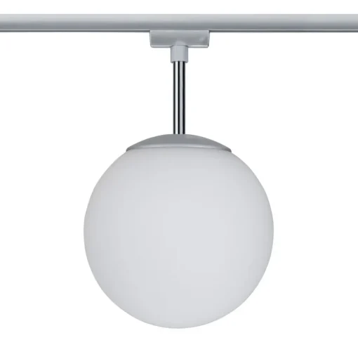 Paulmann URail Globe bollamp chroom, glas opaal