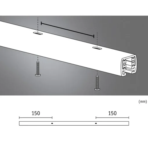 Paulmann URail rail, mat chroom, lengte 50 cm, aluminium