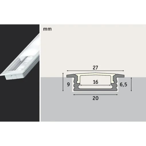 Paulmann Vloerinbouwprofiel voor LED strip 1m