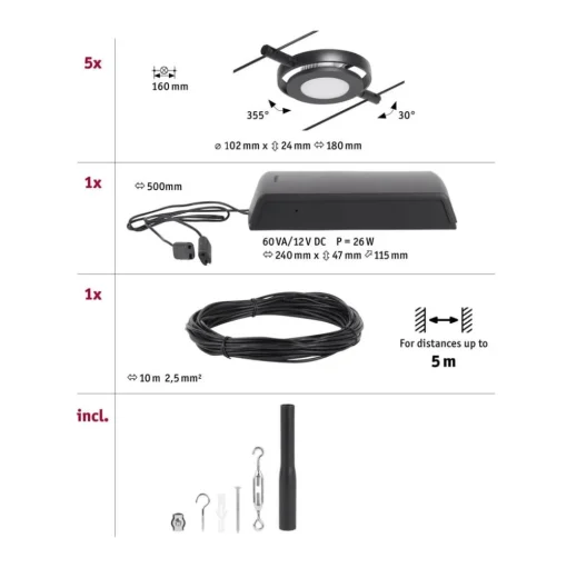 Paulmann Wire RoundMac LED kabelsysteem, zwart