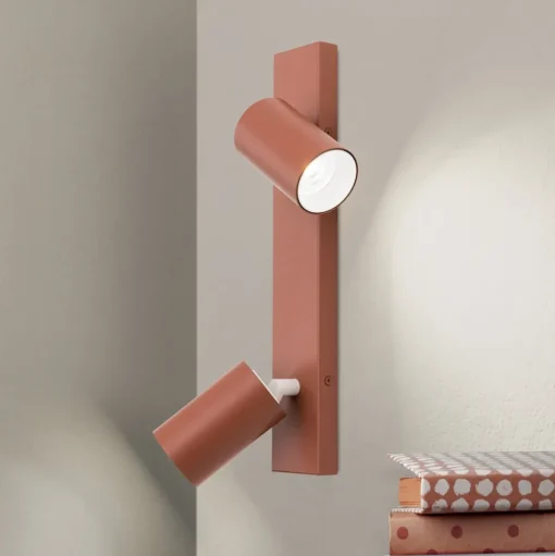 Penn plafondspot, koraalrood, lengte 35 cm, aluminium