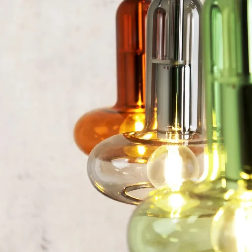 Perseus hanglamp, kleurrijk, lengte 65 cm, 3-lamps, glas