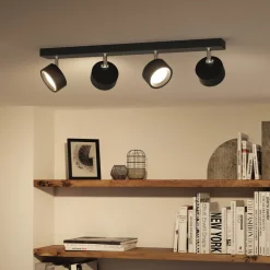 Philips Bracia LED plafondspot 4-lamps, zwart