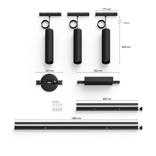 Philips Hue Perifo track, 3 LED pendels, zwart