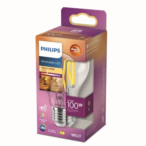 Philips LED Classic WarmGlow E27 A60 10,5W helder