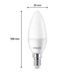 Philips LED kaars E14 4,9W 470m 2.700K mat per 3