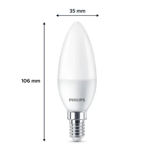 Philips LED kaars E14 4,9W 470m 2.700K mat per 3