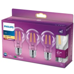 Philips LED lamp Classic E27 4,3W 2700K helder 3st