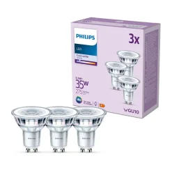 Philips LED lamp GU10 3,5W 275lm 840 helder 36° 3st
