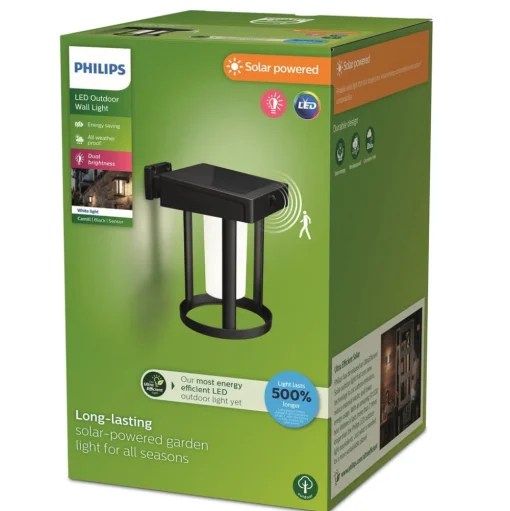 Philips LED wandlamp Camill, zwart/wit, Ø 14 cm