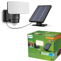 Philips LED-buitenspot op zonne-energie Tylus, zwart 3.000K sensor