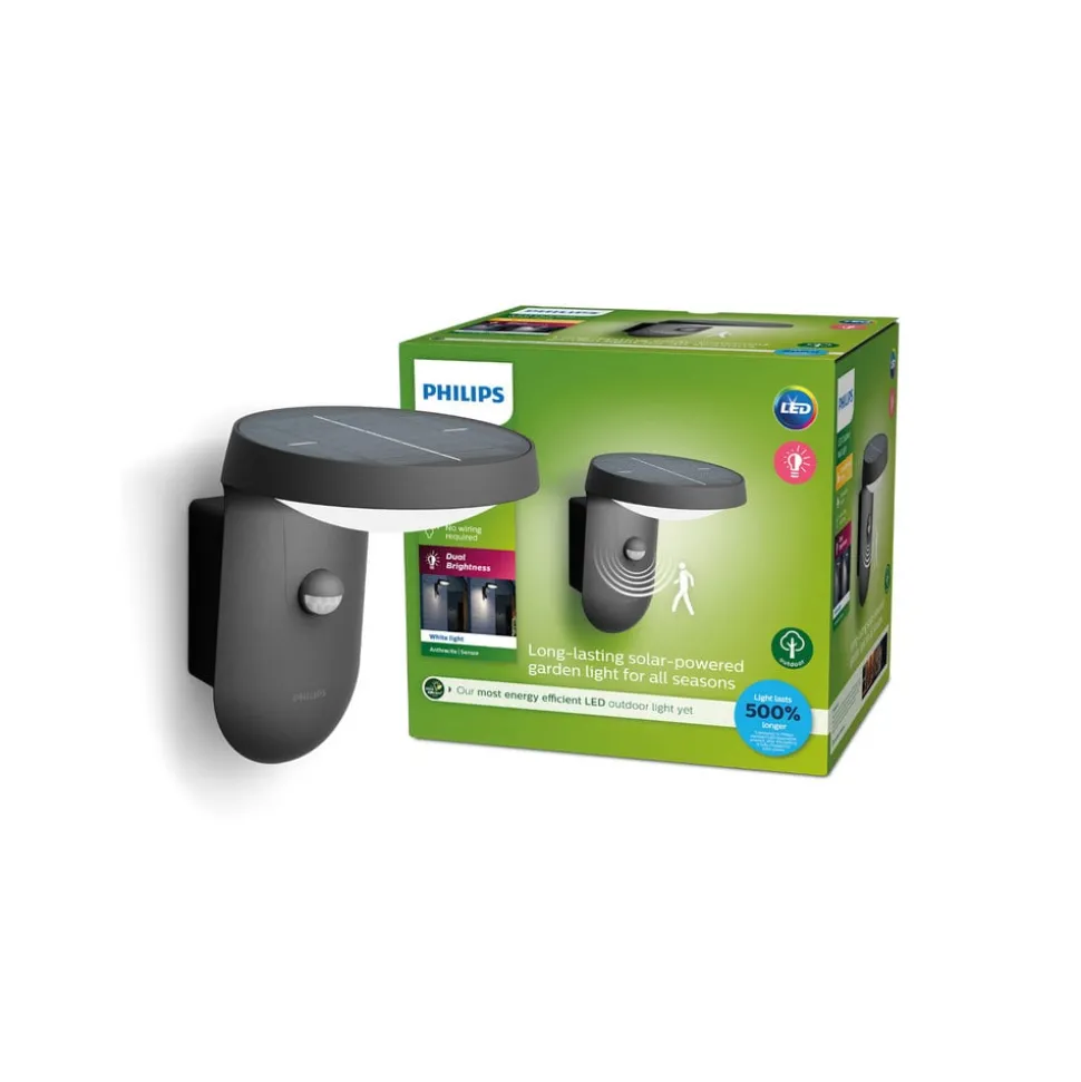 Philips Tyla solar-buitenwandlamp, sensor, A-label