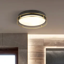 Phoenix plafondlamp, Ø 30 cm, zwart/messing, IP44