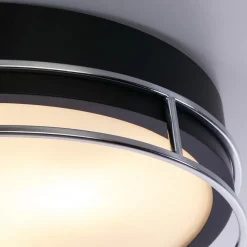 Phoenix plafondlamp, Ø 40 cm, zwart / chroom, IP44