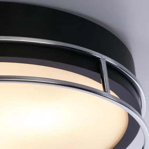 Phoenix plafondlamp, Ø 40 cm, zwart / chroom, IP44