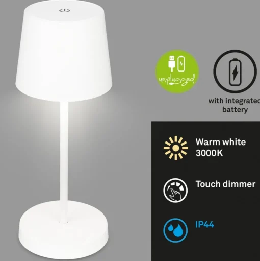 Piha LED tafellamp met oplaadbare batterij, wit