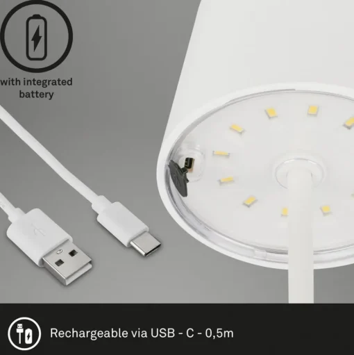 Piha LED tafellamp met oplaadbare batterij, wit
