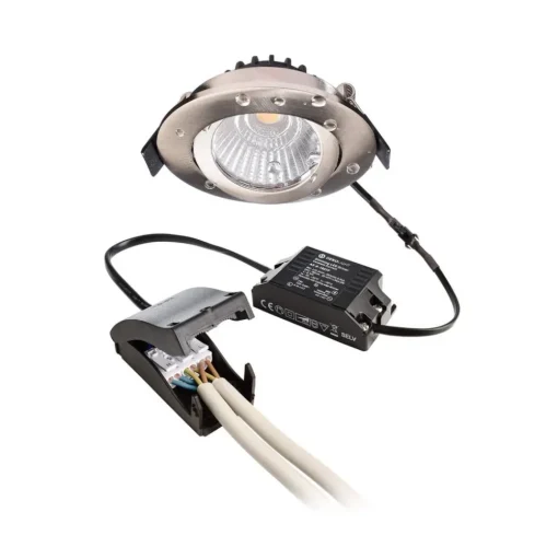 Plafond inbouwlamp Dione, IP44, 4.000 K, nikkel, dimbaar