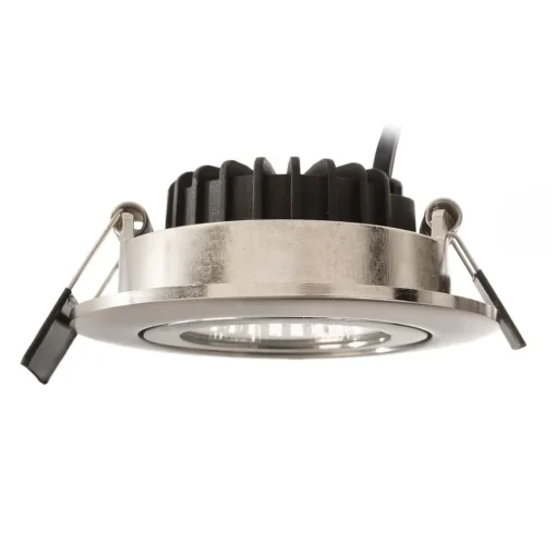 Plafond inbouwlamp Dione, IP44, 2.700 K, nikkel, dimbaar
