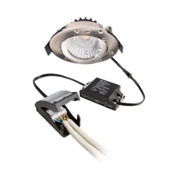 Plafond inbouwlamp Dione, IP44, 2.700 K, nikkel, dimbaar