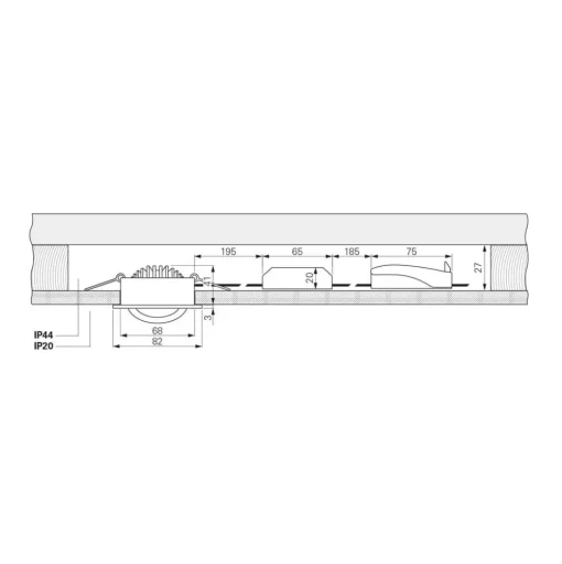 Plafond inbouwlamp Dione, IP44, 3.000 K, wit, dimbaar